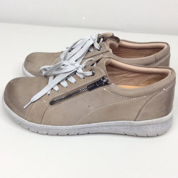 Ziera Solar Taupe Leather Comfort Sneaker Shoes Size 40 / 9.5 Zip Super Comfort - Picture 2 of 9